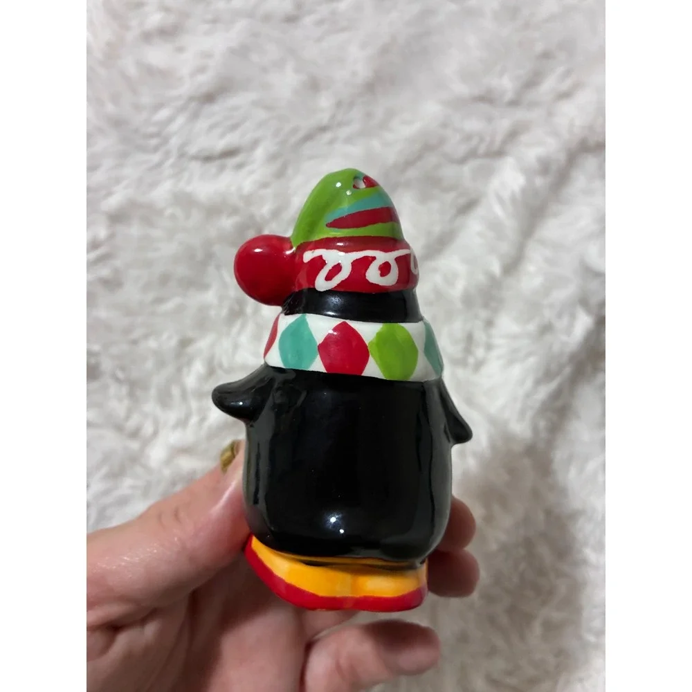 Vintage Pier One Penguin Salt and Pepper Shakers Christmas Holiday Ceramic Set